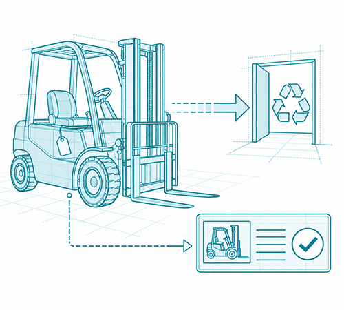 Forklift leaving service while its fixed asset register record is closed